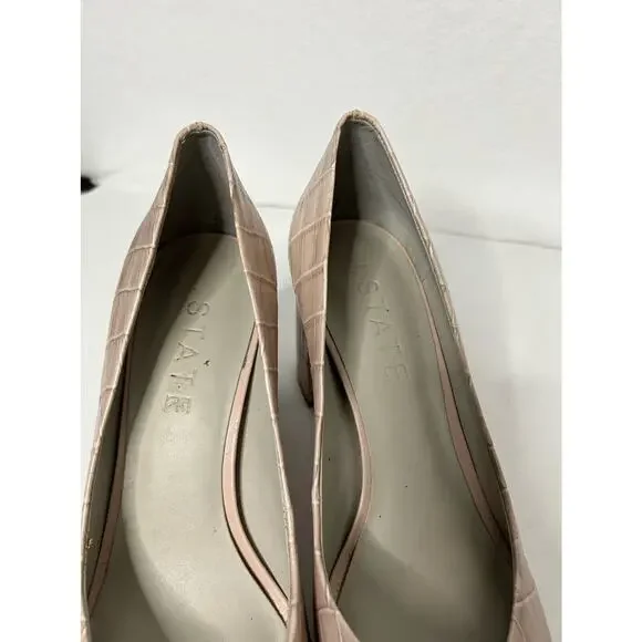 1 State Heel Pumps Size 9 Pink Leather Croc Print Block Heel - Picture 5 of 6